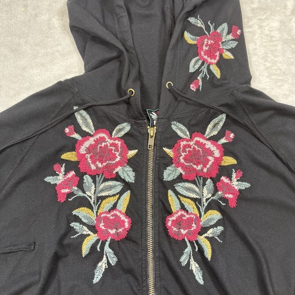 Johnny Was Black Hoodie with Pink Floral Design - Picture 8 of 13